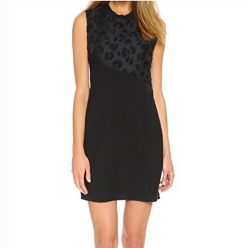 Phillip Lim Leopard Sleeveless Fil Coupe Black Sheath Mini Dress